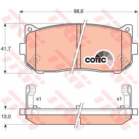 Слика на плочки TRW COTEC GDB3203 за Kia Shuma 2 Hatchback (FB) 1.6 - 101 коњи бензин