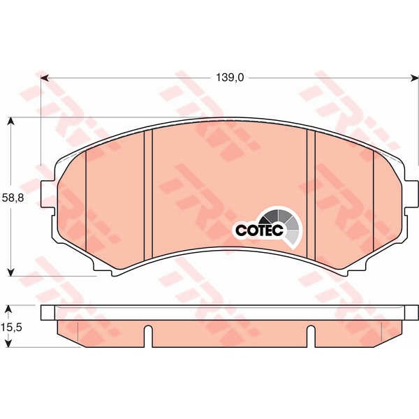 Слика на плочки TRW COTEC GDB3246 за Mitsubishi Montero 4 (V80,V90) 3.2 DI-D - 165 коњи дизел