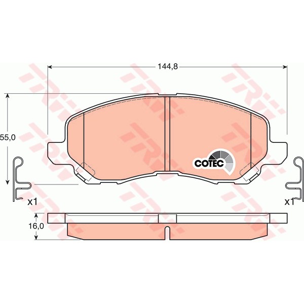 Слика на плочки TRW COTEC GDB3287 за Mitsubishi Lancer Ex Saloon (CY-ZA) 1.8 Flex - 140 коњи Бензин/Етанол