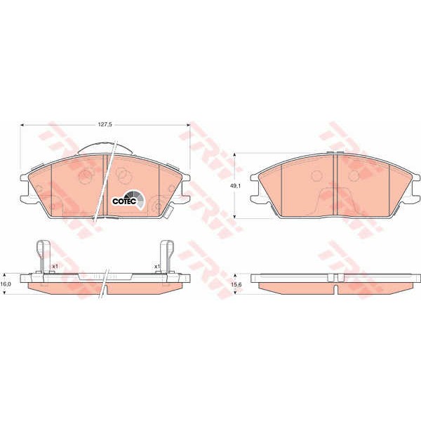 Слика на плочки TRW COTEC GDB3331 за Hyundai Accent Saloon (LC) 1.5 - 90 коњи бензин