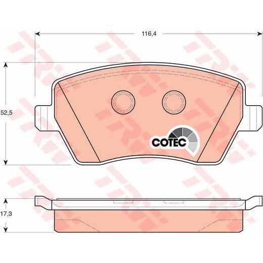 Слика на плочки TRW COTEC GDB3332 за Renault Clio 3 1.2 (BR01, BR03, BR0E, CR0E) - 78 коњи бензин