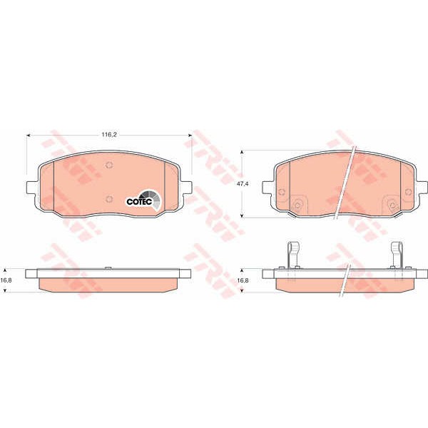 Слика на плочки TRW COTEC GDB3369 за Hyundai i10 1.0 - 69 коњи бензин