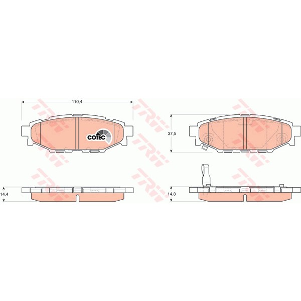 Слика на плочки TRW COTEC GDB3373 за Subaru Forester (SH) 2.5 AWD - 171 коњи бензин