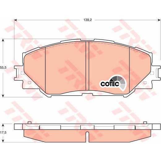 Слика на плочки TRW COTEC GDB3425 за Toyota Corolla Sedan (E15) 1.4 VVT-i - 97 коњи бензин