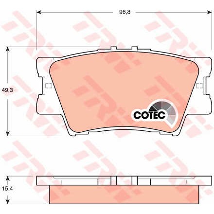 Слика на плочки TRW COTEC GDB3426 за Toyota Rav4 - 4 (ZSA4, ALA4) 2.0 4WD (ZSA44_) - 151 коњи бензин