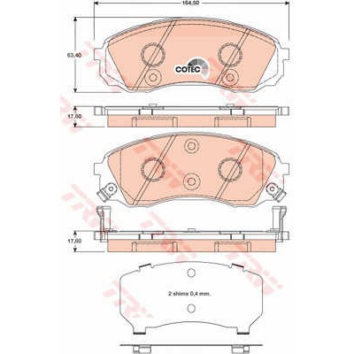 Слика на плочки TRW COTEC GDB3448 за Hyundai H-1 Cargo 2.4 - 174 коњи бензин