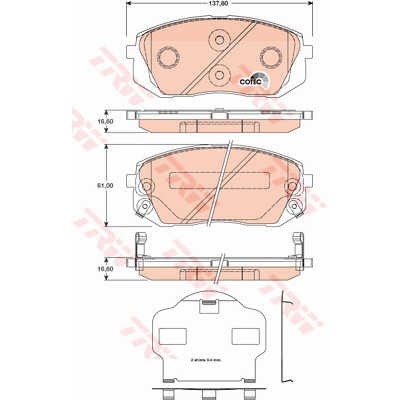 Слика на плочки TRW COTEC GDB3461 за Hyundai ix35 (LM) 2.0 CRDi 4WD - 177 коњи дизел