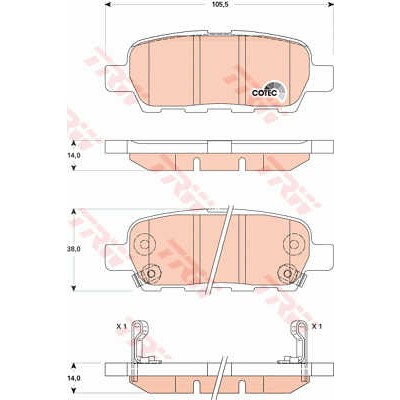 Слика на плочки TRW COTEC GDB3507 за Nissan X-Trail (T31) 2.0 FWD - 140 коњи бензин