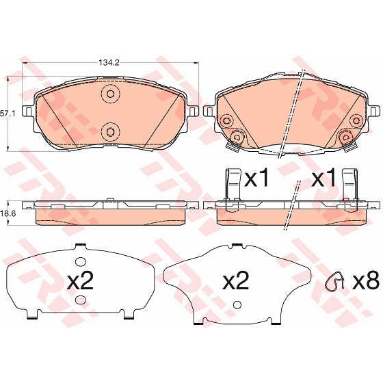 Слика на плочки TRW COTEC GDB3598 за Toyota Corolla Saloon (nre18, zre18, nde18) 1.33 - 99 коњи бензин