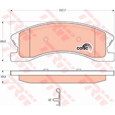 Слика на плочки TRW COTEC GDB4133 за Jeep Grand Cherokee 2 (WJ,WG) 4.7 V8 4x4 - 227 коњи бензин