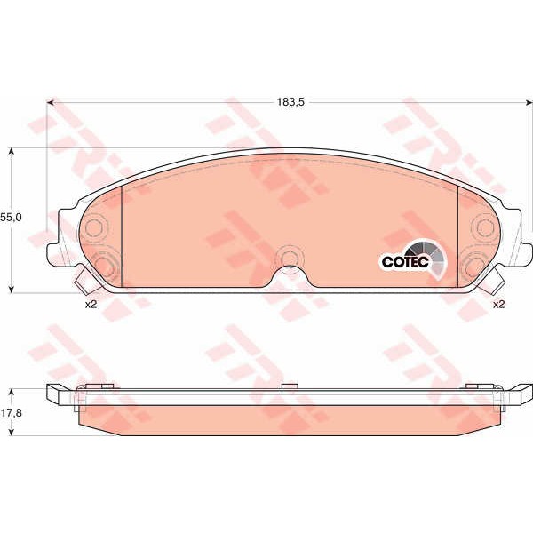 Слика на плочки TRW COTEC GDB4134 за CHRYSLER 300C Sedan 2.7 - 177 коњи бензин