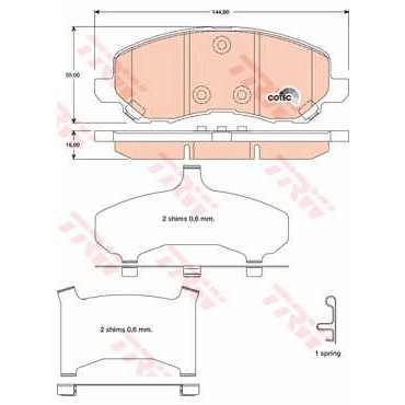 Слика на плочки TRW COTEC GDB4142 за Mitsubishi ASX (GA W) 1.6 - 116 коњи бензин