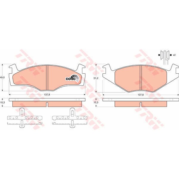 Слика на плочки TRW COTEC GDB459 за VW Jetta 2 (19E,1G2) 1.8 - 90 коњи бензин