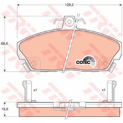 Слика на плочки TRW COTEC GDB496 за Rover 200 (RF) 220 D/SD - 86 коњи дизел