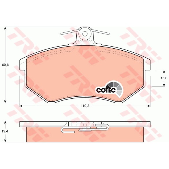 Слика на плочки TRW COTEC GDB826 за Audi 80 Sedan (89, 89Q, 8A, B3) 2.0 E - 113 коњи бензин