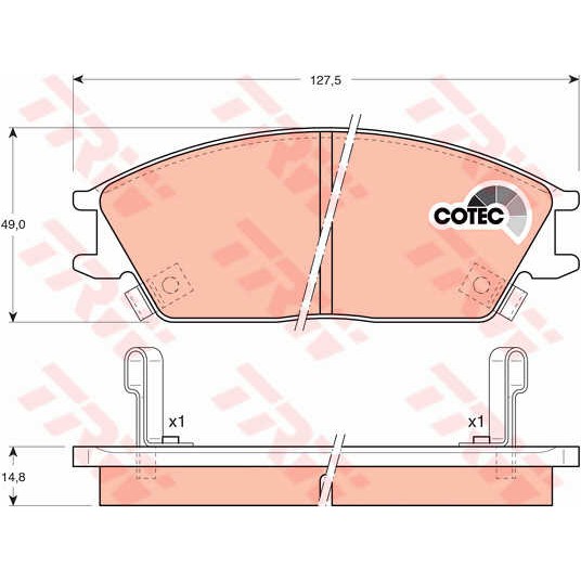 Слика на плочки TRW COTEC GDB893 за Hyundai Excel 2 (LC) 1.5 - 102 коњи бензин