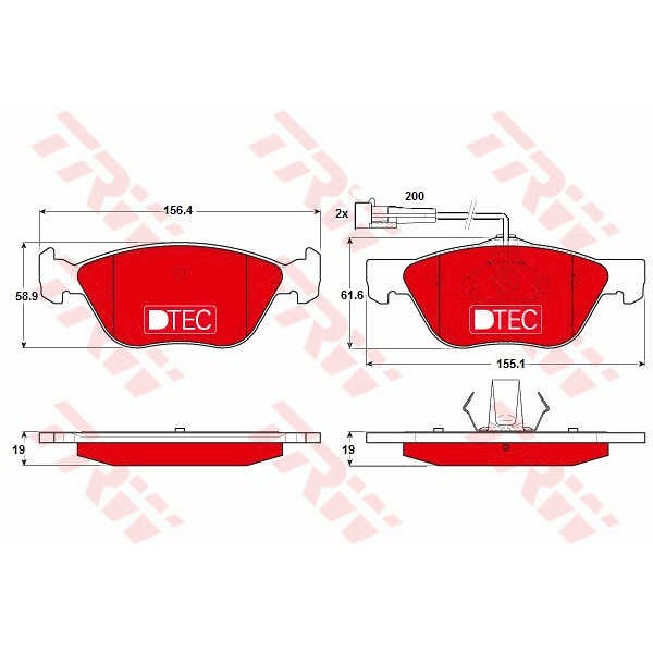 Слика на плочки TRW DTEC COTEC GDB1212DTE за Alfa Romeo 146 (930) Sedan 1.8 i.e. 16V T.S. - 140 коњи бензин