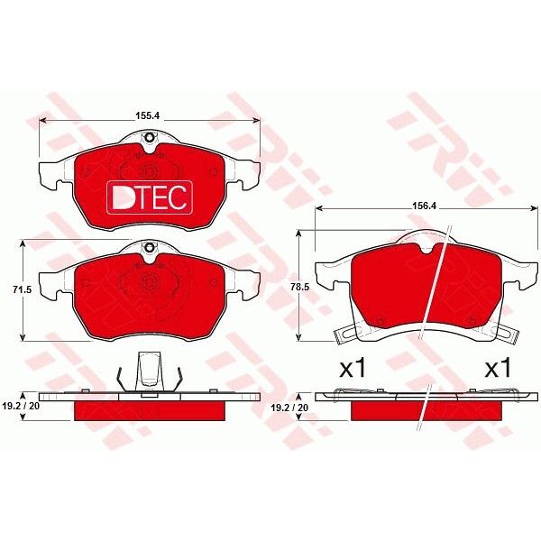 Слика на плочки TRW DTEC COTEC GDB1350DTE за Opel Astra G Hatchback 2.2 DTI - 125 коњи дизел