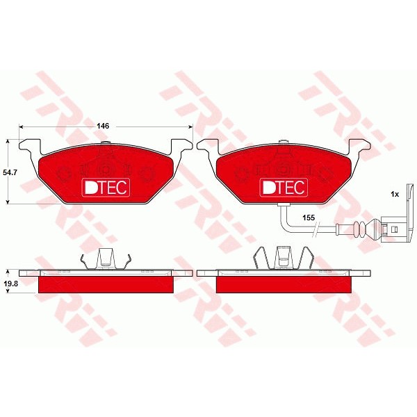 Слика на плочки TRW DTEC COTEC GDB1386DTE за Audi A3 Sportback (8PA) 1.6 E-Power - 102 коњи Бензин/Етанол