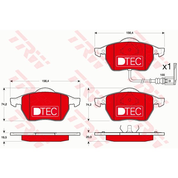 Слика на плочки TRW DTEC COTEC GDB1403DTE за VW Golf 4 (1J1) 1.8 T - 150 коњи бензин