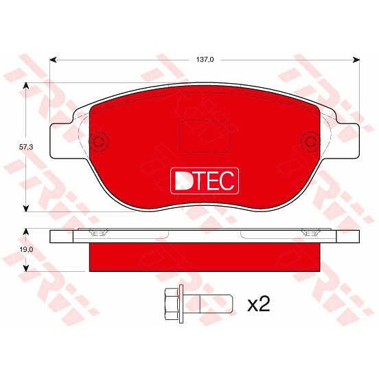 Слика на плочки TRW DTEC COTEC GDB1464DTE за Peugeot 207 Hatchback 1.9 D - 69 коњи дизел