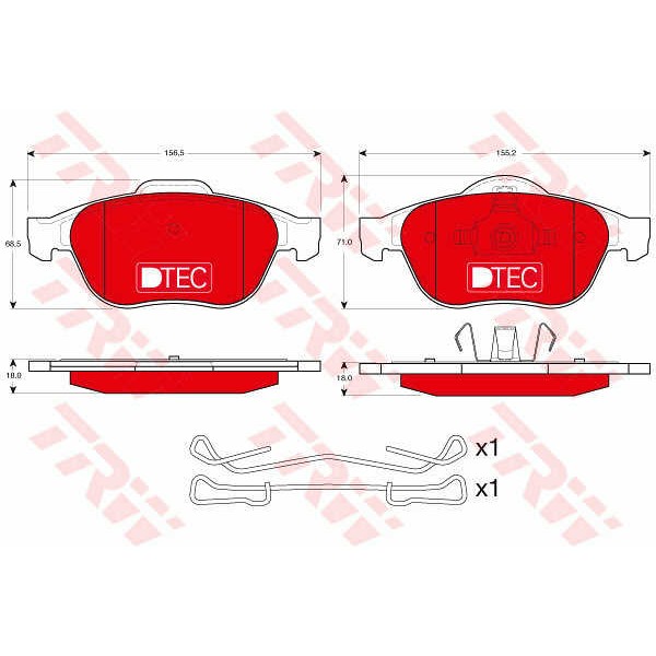 Слика на плочки TRW DTEC COTEC GDB1468DTE за Renault Espace 4 (JK0) 3.0 dCi (JK0J, JK0V) - 177 коњи дизел