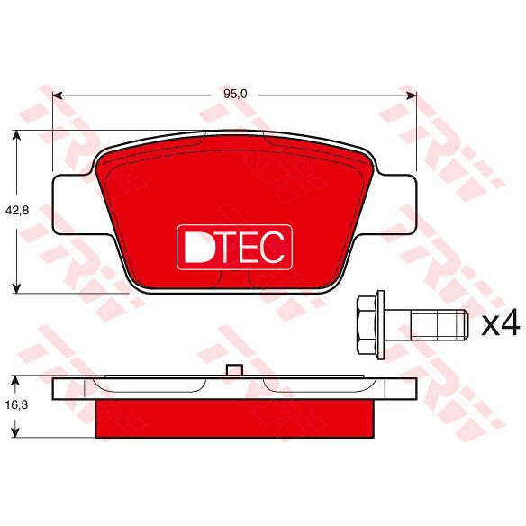 Слика на плочки TRW DTEC COTEC GDB1485DTE за Fiat Stilo Multi Wagon 192 1.9 D Multijet - 100 коњи дизел