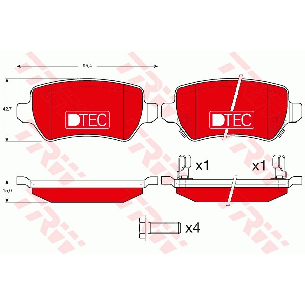 Слика на плочки TRW DTEC COTEC GDB1515DTE за Opel Astra G Saloon 1.6 - 103 коњи бензин