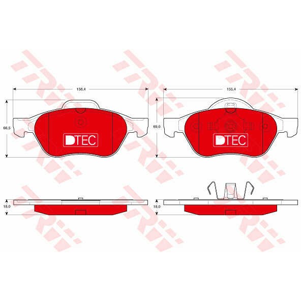 Слика на плочки TRW DTEC COTEC GDB1540DTE за Renault Laguna 2 Sport Tourer (KG0-1) 1.9 dCi (KG1V) - 130 коњи дизел