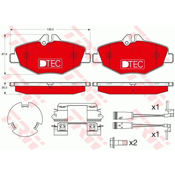 Слика на плочки TRW DTEC COTEC GDB1542DTE за Mercedes E-class Saloon (w211) E 220 CDI (211.006) - 136 коњи дизел