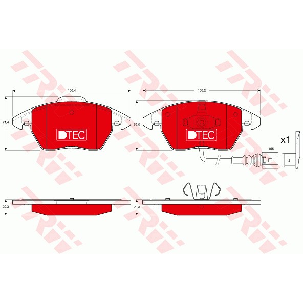 Слика на плочки TRW DTEC COTEC GDB1550DTE за Audi A3 Sportback (8PA) 1.8 TFSI quattro - 160 коњи бензин