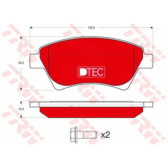 Слика на плочки TRW DTEC COTEC GDB1552DTE за Renault Grand Scenic 2 (JM0-1) 1.6 - 113 коњи бензин