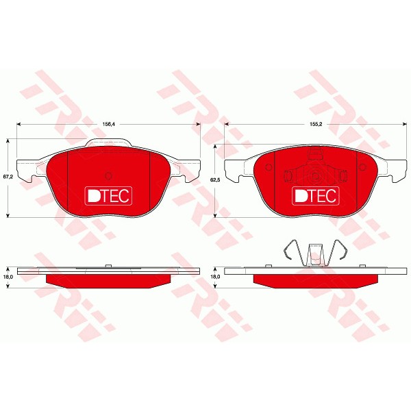 Слика на плочки TRW DTEC COTEC GDB1583DTE за Ford Focus C-Max 2.0 TDCi - 133 коњи дизел