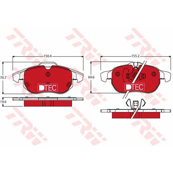 Слика на плочки TRW DTEC COTEC GDB1613DTE за CADILLAC BLS Sedan 2.0 T - 175 коњи бензин