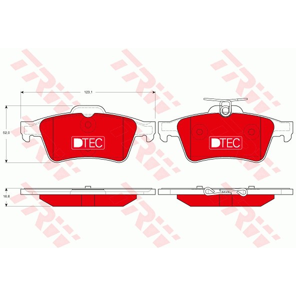 Слика на плочки TRW DTEC COTEC GDB1621DTE за Mazda 3 Saloon (BK) 2.3 - 160 коњи бензин