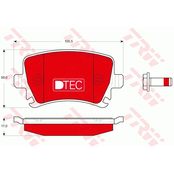 Слика на плочки TRW DTEC COTEC GDB1622DTE за VW Passat 7 Sedan (362) 1.4 TSI EcoFuel - 150 коњи Бензин/Метан (CNG)