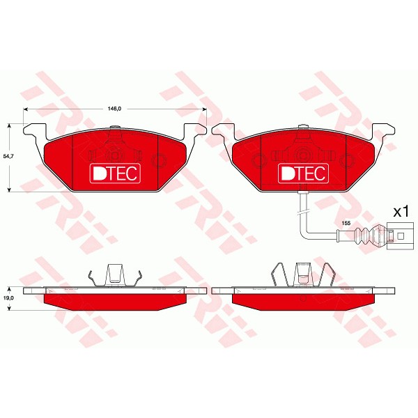 Слика на плочки TRW DTEC COTEC GDB1658DTE за VW Caddy 3 Box 1.9 TDI 4motion - 105 коњи дизел