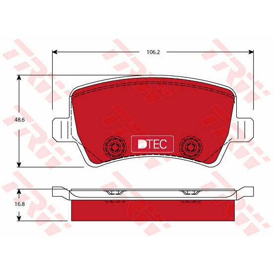 Слика на плочки TRW DTEC COTEC GDB1685DTE за Volvo S80 Saloon 1.6 D DRIVe - 109 коњи дизел