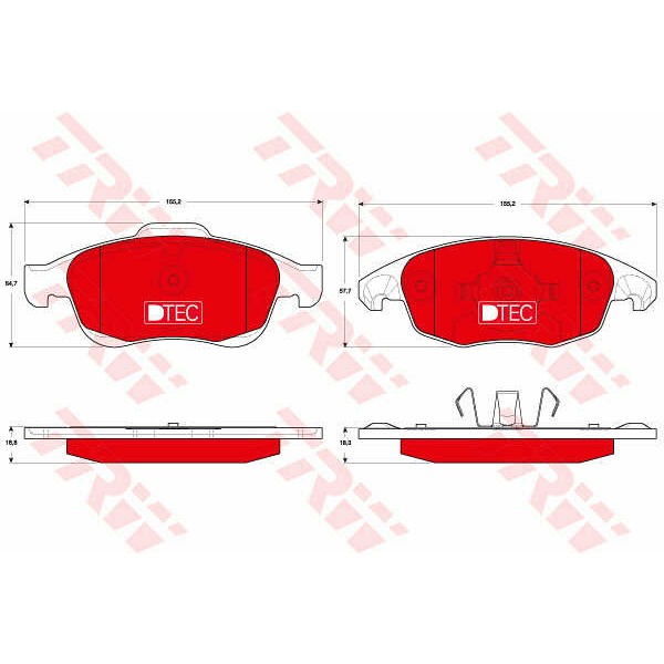 Слика на плочки TRW DTEC COTEC GDB1690DTE за Citroen C4 Grand Picasso UA 1.6 HDi 110 - 112 коњи дизел