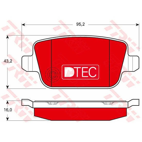 Слика на плочки TRW DTEC COTEC GDB1732DTE за Ford Mondeo 4 Saloon 1.6 EcoBoost - 160 коњи бензин