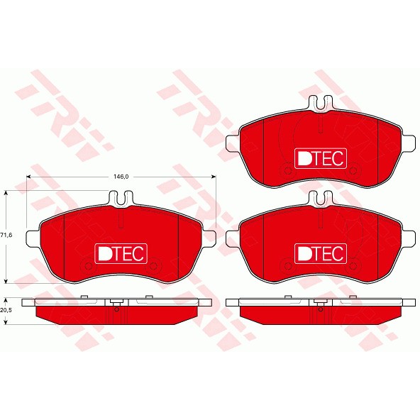 Слика на плочки TRW DTEC COTEC GDB1736DTE за Mercedes C-class Saloon (w204) C 180 CDI (204.000) - 120 коњи дизел