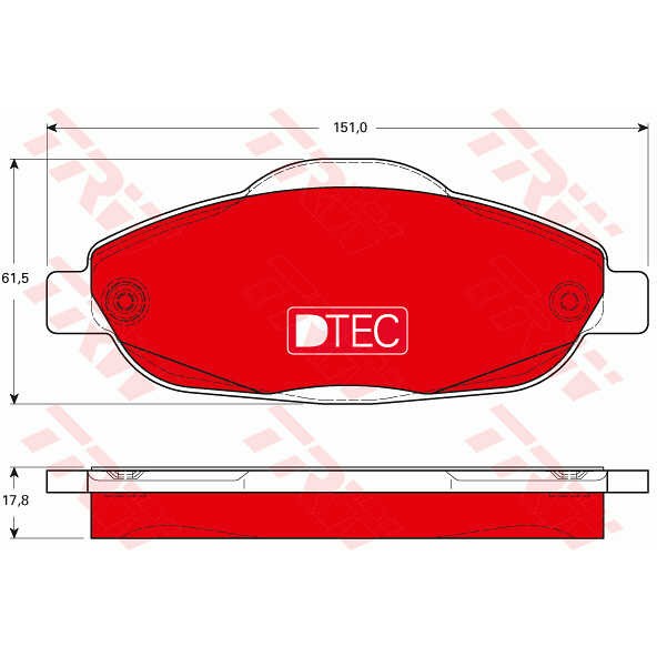 Слика на плочки TRW DTEC COTEC GDB1761DTE за Peugeot 3008 1.6 HDi 115 / BlueHDi 115 - 116 коњи дизел