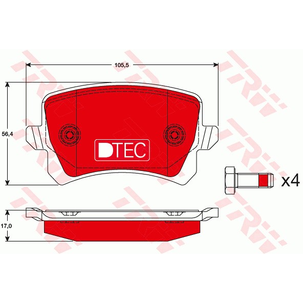 Слика на плочки TRW DTEC COTEC GDB1763DTE за VW Passat 6 Variant (B6,3c5) 1.9 TDI - 105 коњи дизел