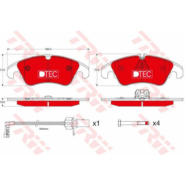 Слика на плочки TRW DTEC COTEC GDB1768DTE за Audi A4 Avant (8K5, B8) 1.8 TFSI - 170 коњи бензин