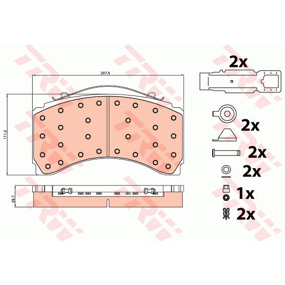 Слика на плочки TRW PROEQUIP GDB5116 за камион Mercedes Actros MP2, MP3 1841, L, LL - 408 коњи дизел