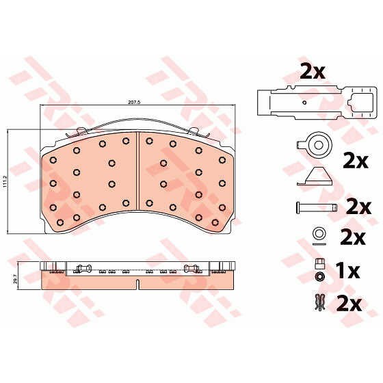 Слика на плочки TRW PROEQUIP GDB5117 за камион Mercedes Actros 1996 1843 S, 1843 LS - 428 коњи дизел