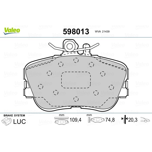 Слика на плочки VALEO 598013 за камион Scania 3 Series Bus K 93 CL - 283 коњи дизел