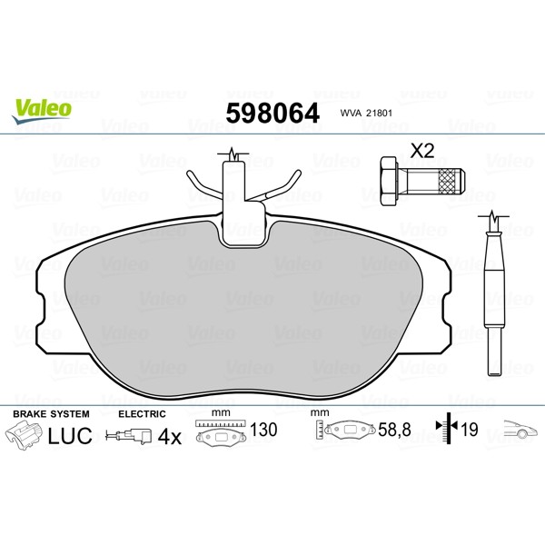 Слика на плочки VALEO 598064 за Peugeot Expert Box (222) 2.0 HDI - 94 коњи дизел