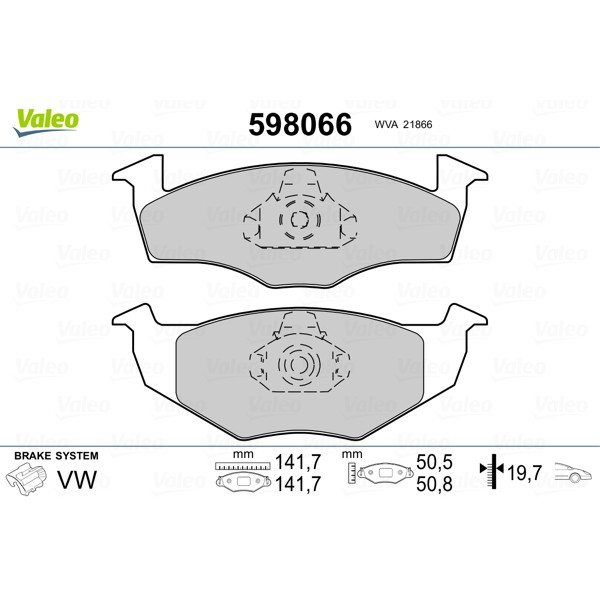 Слика на плочки VALEO 598066 за Seat Toledo (1L) 1.9 TD - 75 коњи дизел