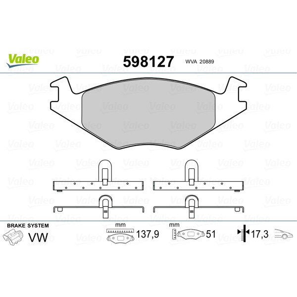 Слика на плочки VALEO 598127 за VW Polo 2 Coupe (86c,80) 1.0 - 45 коњи бензин